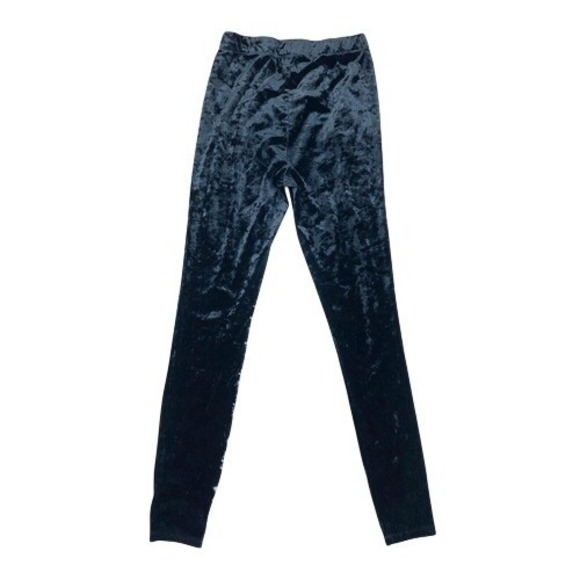 Kendall & Kylie Black Crushed Velvet Ankle Leggings Pants Elastic Waist Size XS - Picture 2 of 8